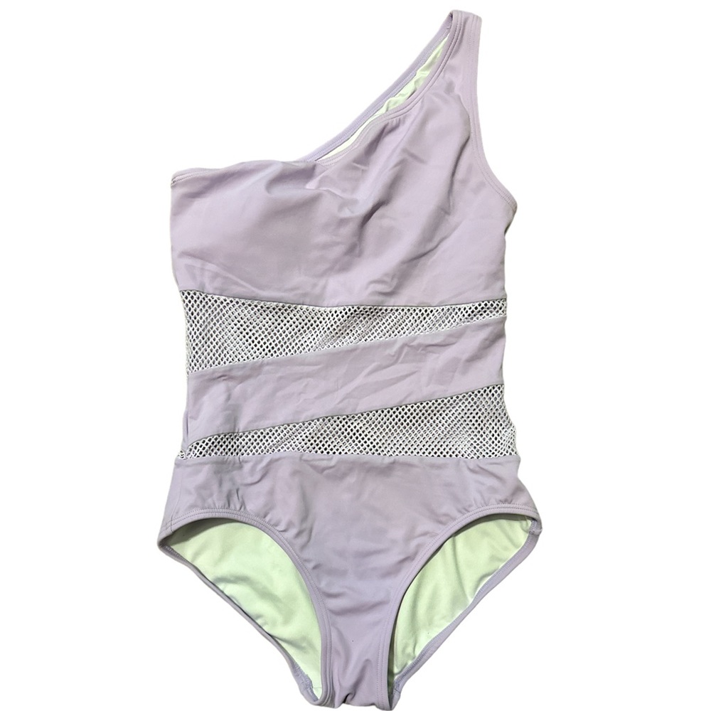 Carmen Marc Valvo Purple One-Shoulder One Piece
